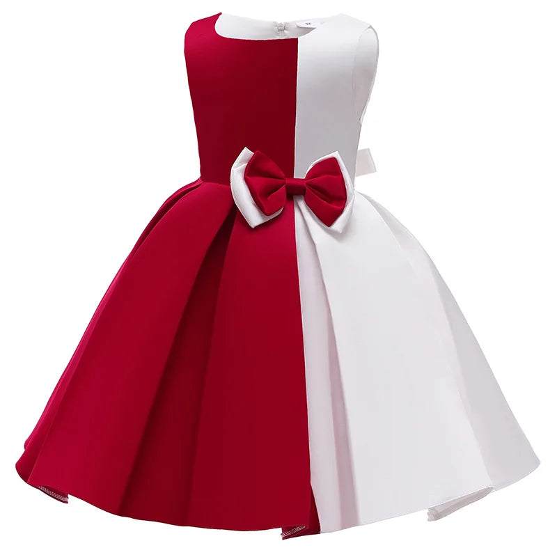 Girls Flower Striped Dress For Christmas Dress