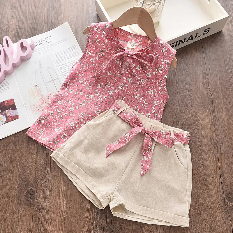 Floral Blouse T-shirt 2PCS Suit