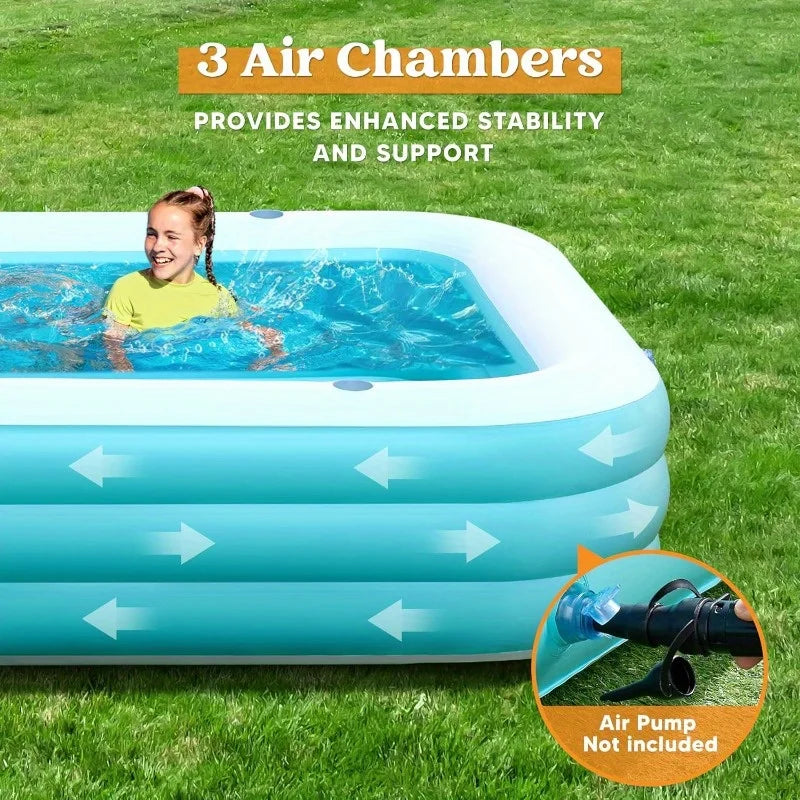 JOYFY Inflatable Pool with Seats 125x 68x 22 inch Full-Sized Inflatable Swimming Pool