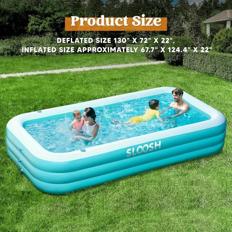 JOYFY Inflatable Pool with Seats 125x 68x 22 inch Full-Sized Inflatable Swimming Pool