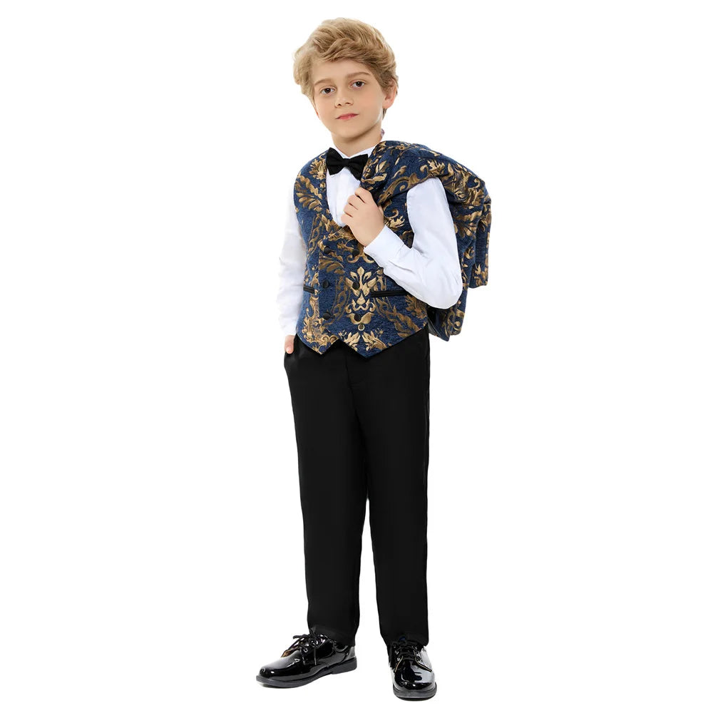 Children Gold Printed Formal Suit