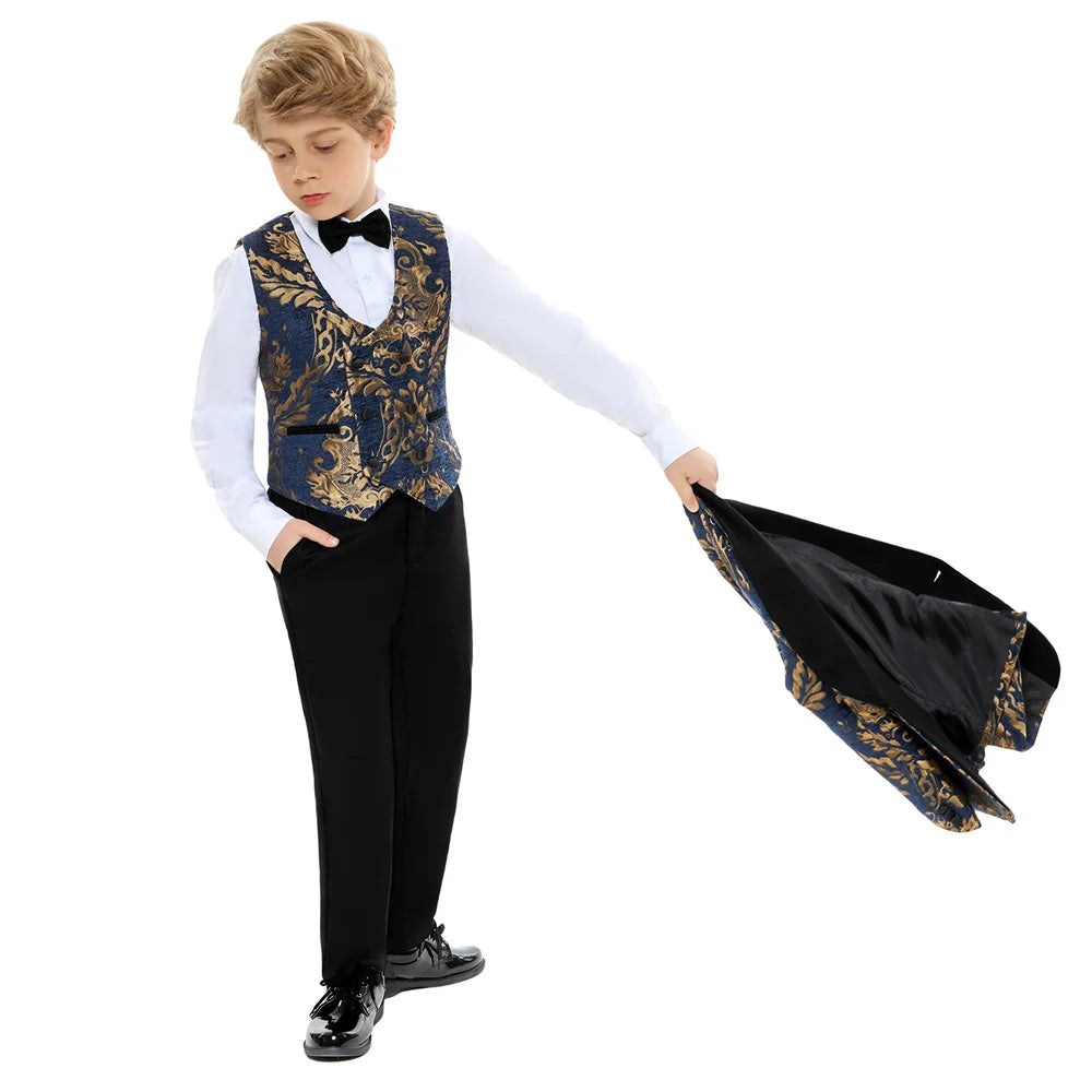 Children Gold Printed Formal Suit