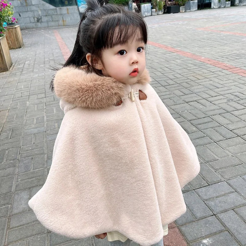 Baby Girl Cloak Faux Fur Winter Jacket