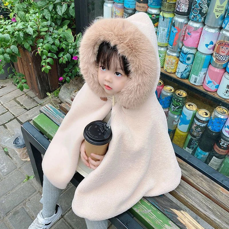 Baby Girl Cloak Faux Fur Winter Jacket