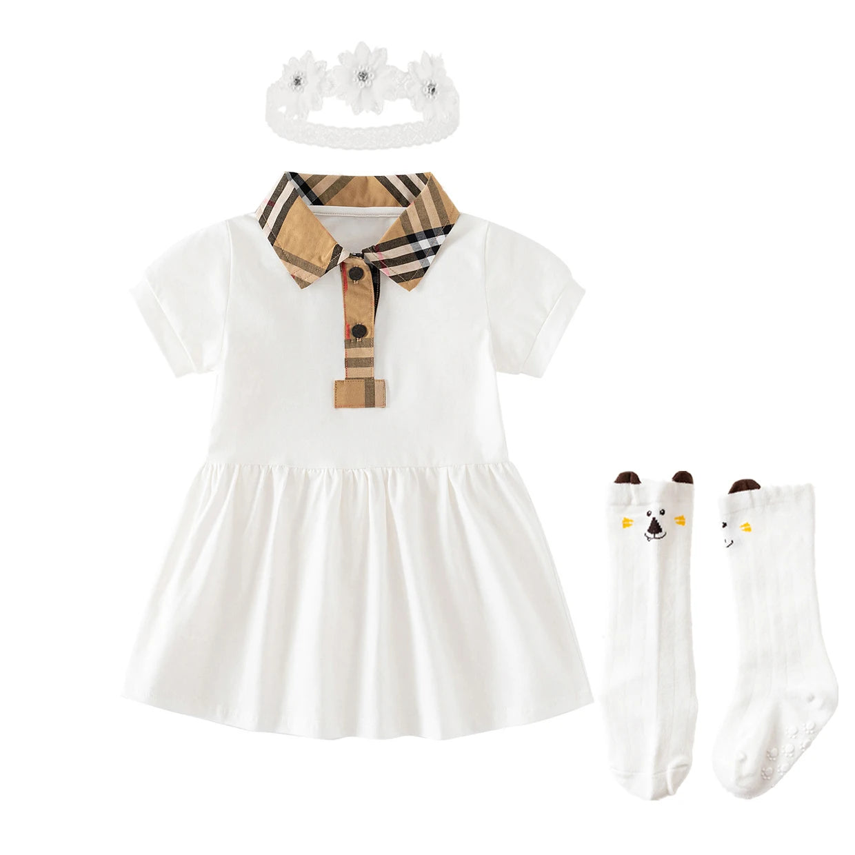 Girl Cotton Dress Plaid Pattern