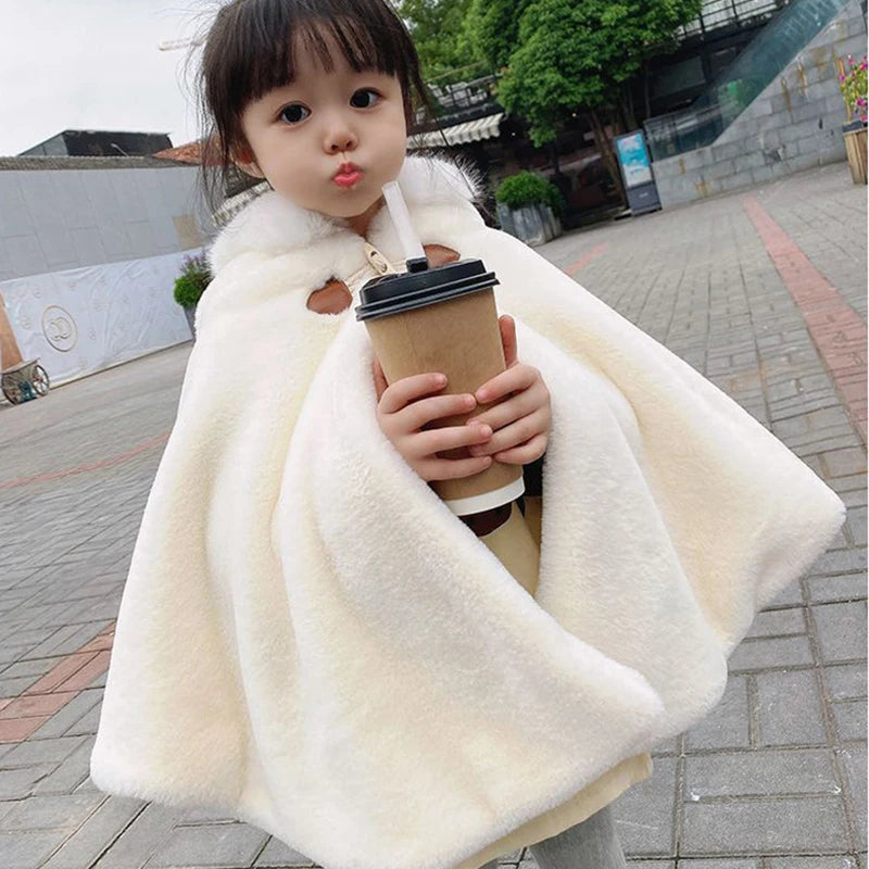 Baby Girl Cloak Faux Fur Winter Jacket