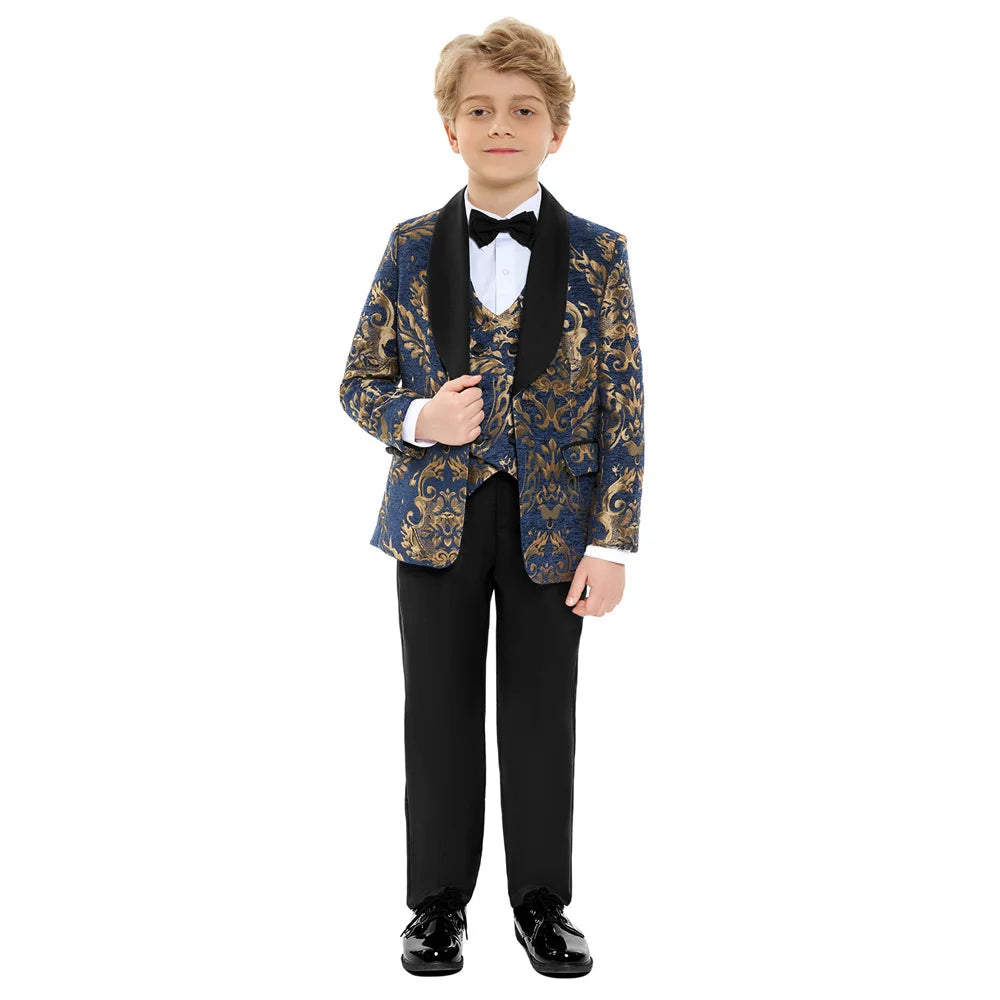 Children Gold Printed Formal Suit