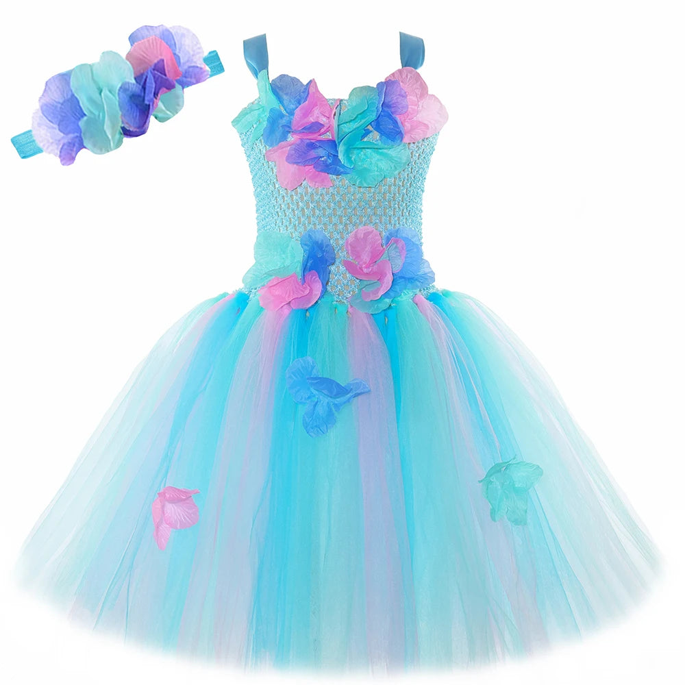 Turquoise Flower Fairy Costumes for Girls