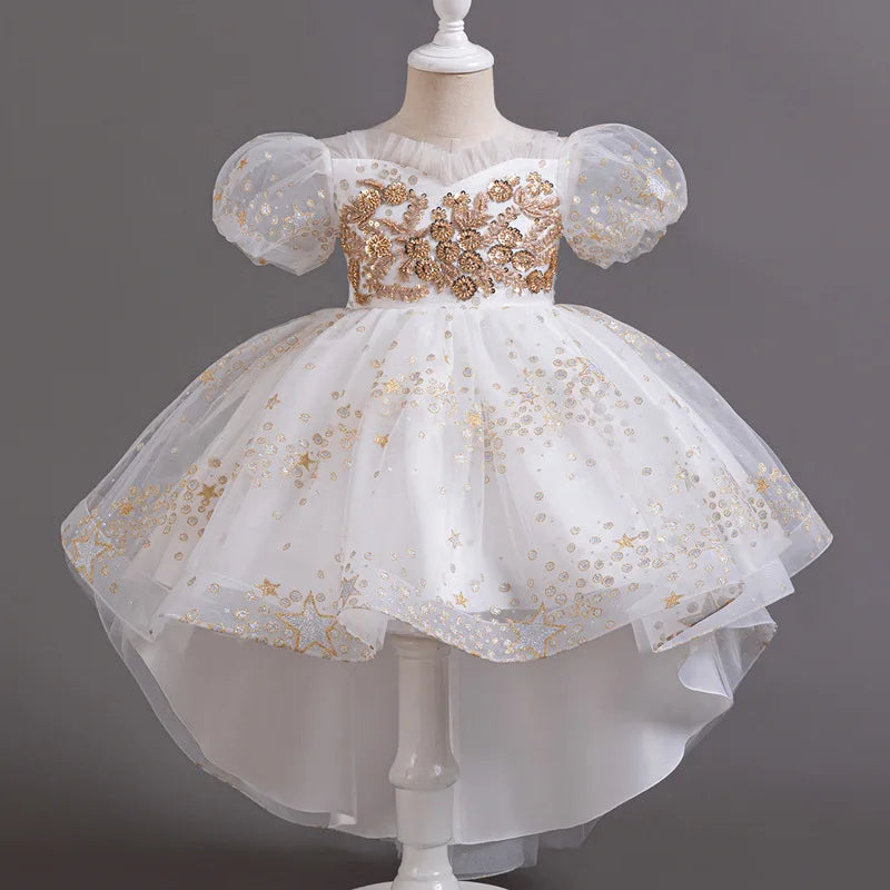 Girls Short Sleeve Lace Flower Girl Dresses