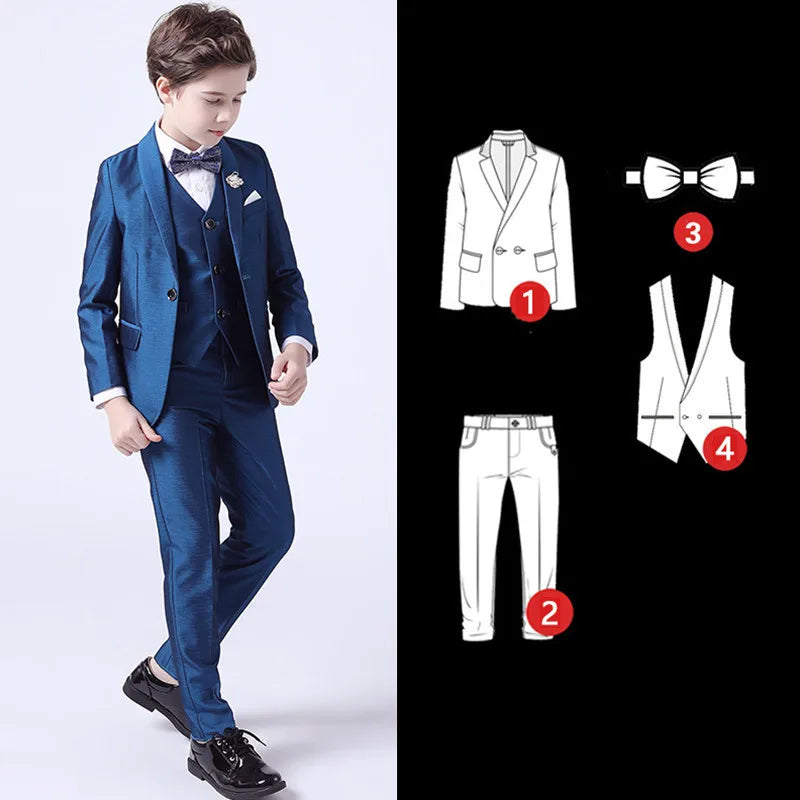 Boys White Blazer Vest Pants 3PCS Set