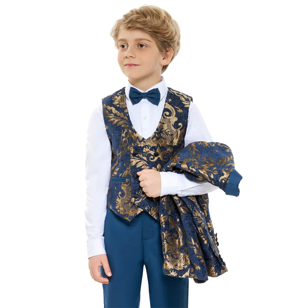 Children Gold Printed Formal Suit