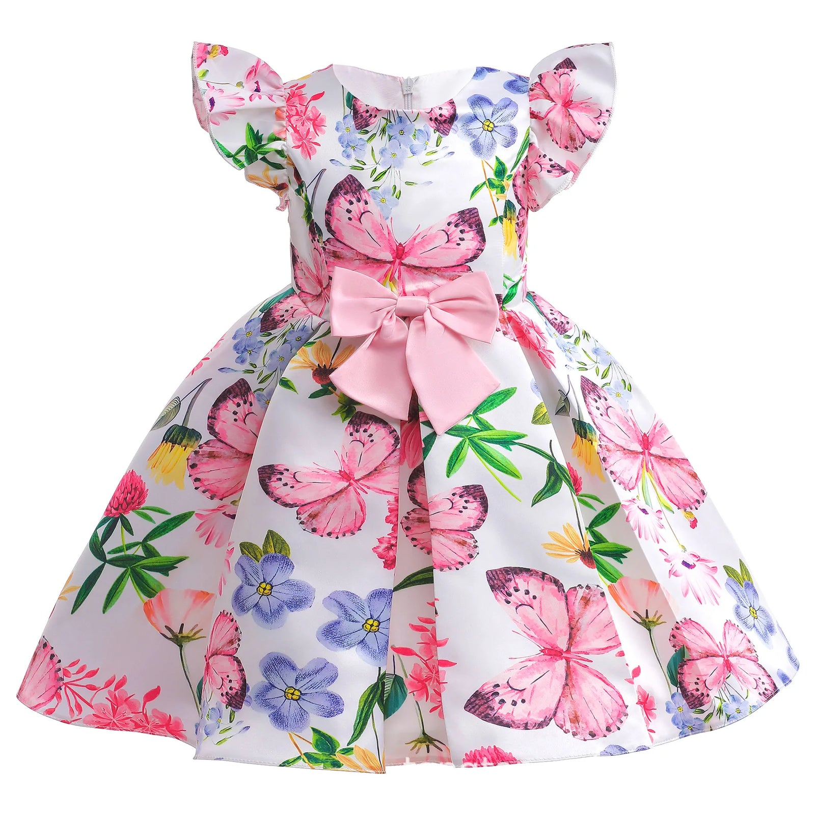 Girls Flower Striped Dress For Christmas Dress
