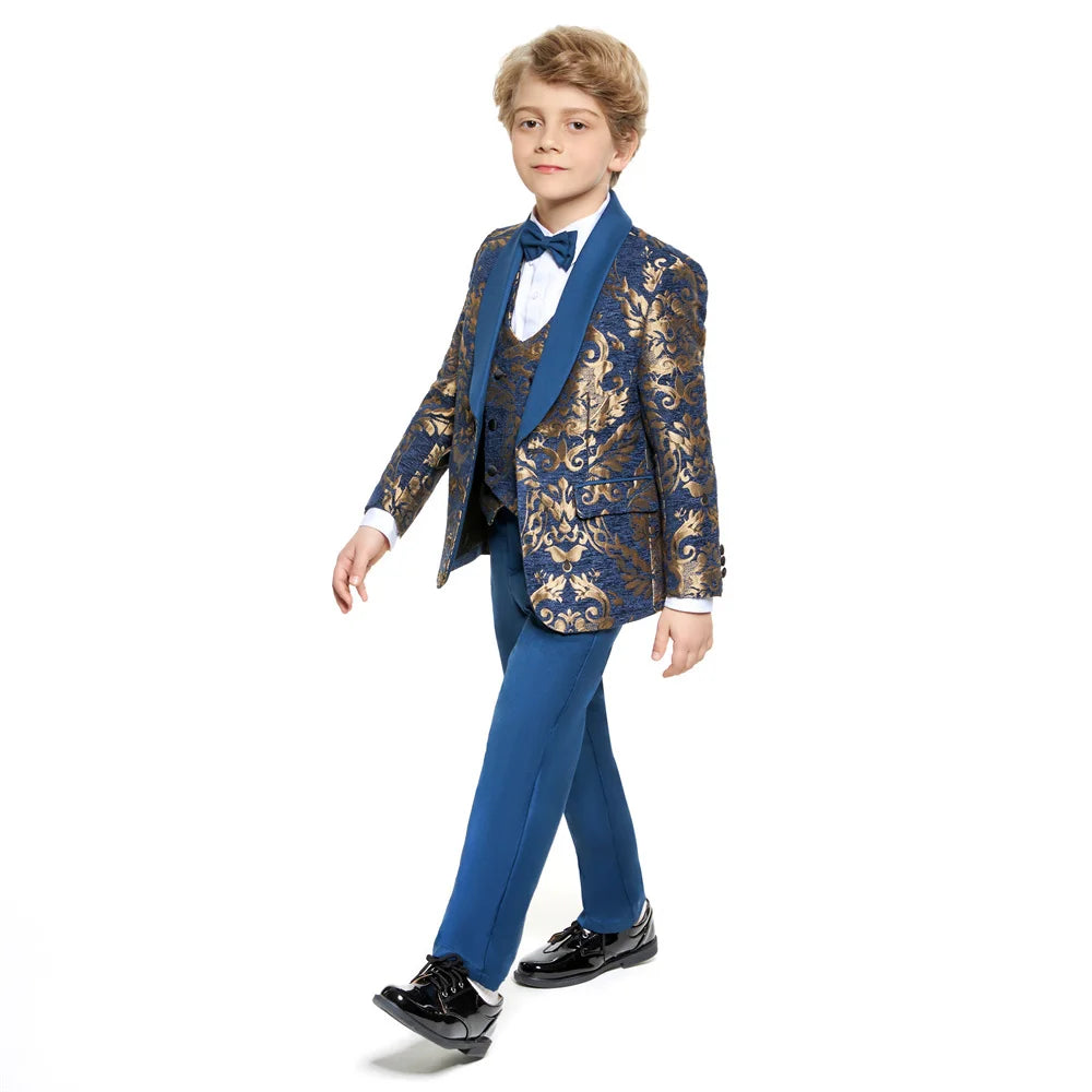 Children Gold Printed Formal Suit