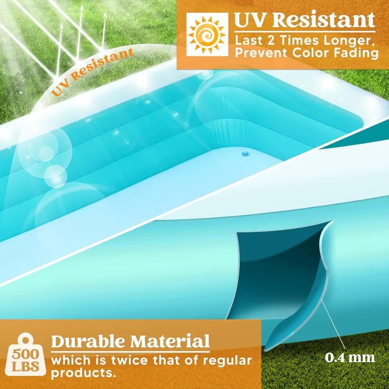 JOYFY Inflatable Pool with Seats 125x 68x 22 inch Full-Sized Inflatable Swimming Pool