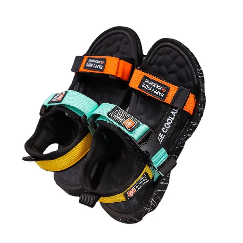 THICK-SOLED MULTICOLOR VELCRO SANDALS