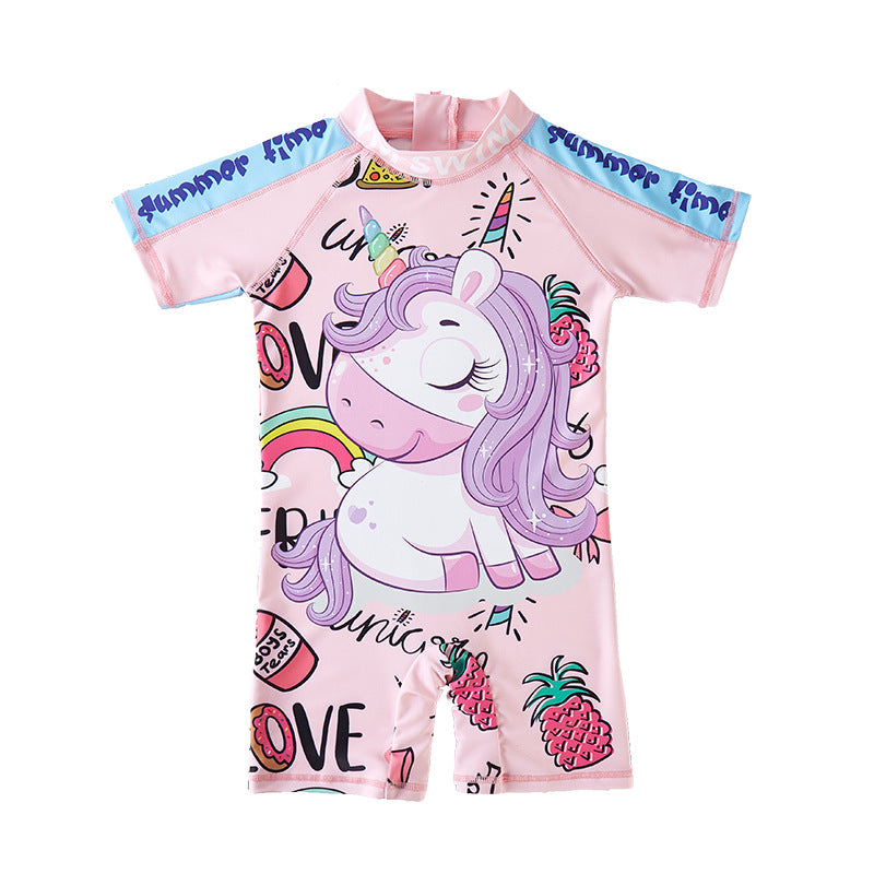 Unicorn Girl Surfing Swimming Swimsuit