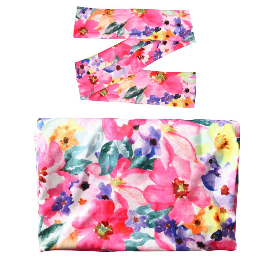 Newborn Photography Bow Hair Band Wrap 2 Piece Set