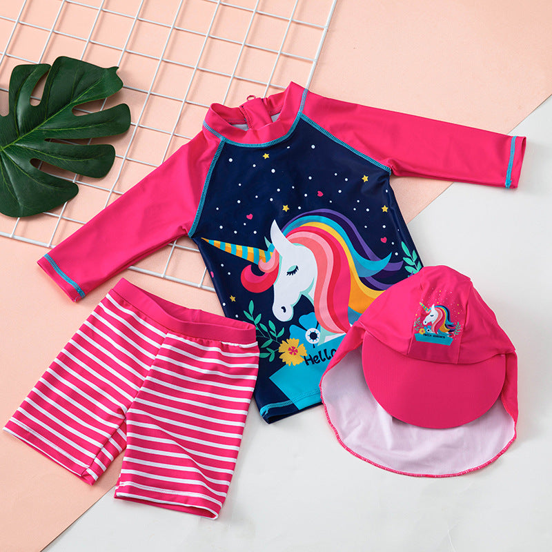 Cute Cartoon Sunscreen Quick-Drying Swimsuit