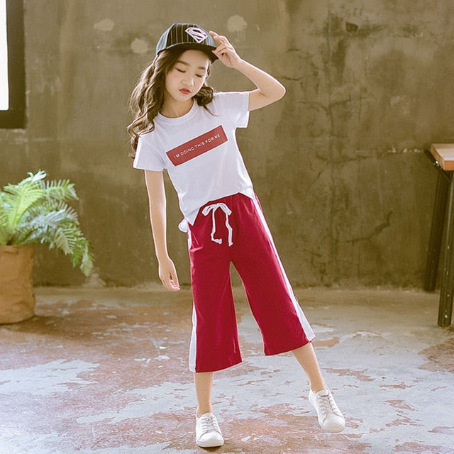 Short Sleeve T-Shirt+Pants 2 Pcs Kids Outwear
