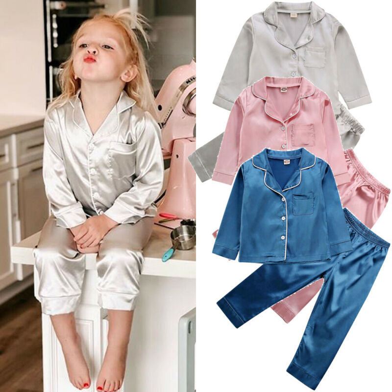 Silk Satin Tops Pant Kids Pyjamas