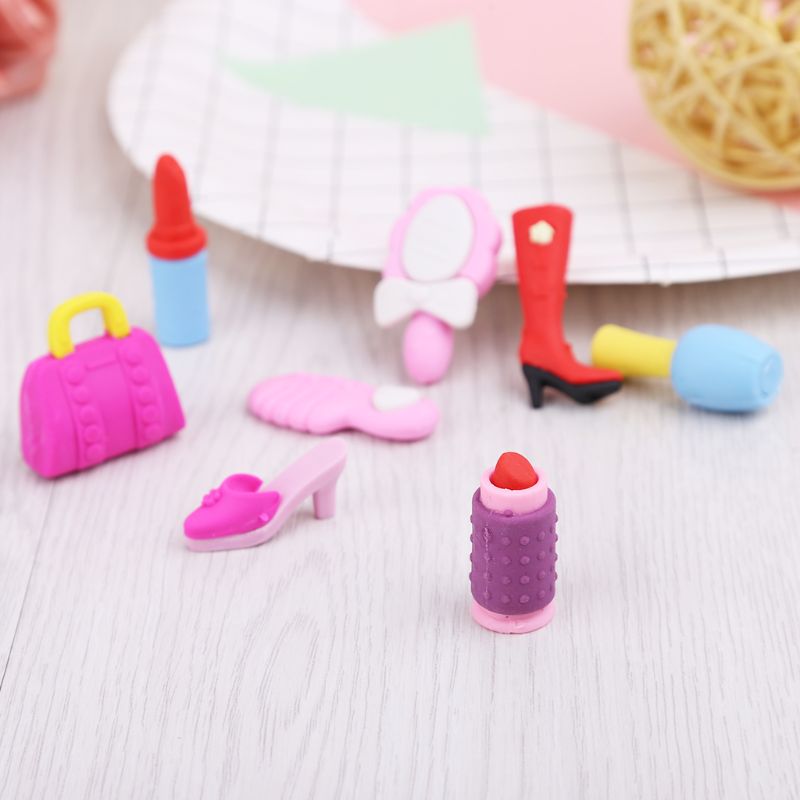 8pcs Girl Cosmetics Pencil Heart Eraser