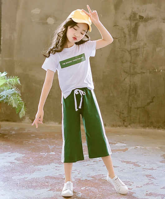 Short Sleeve T-Shirt+Pants 2 Pcs Kids Outwear