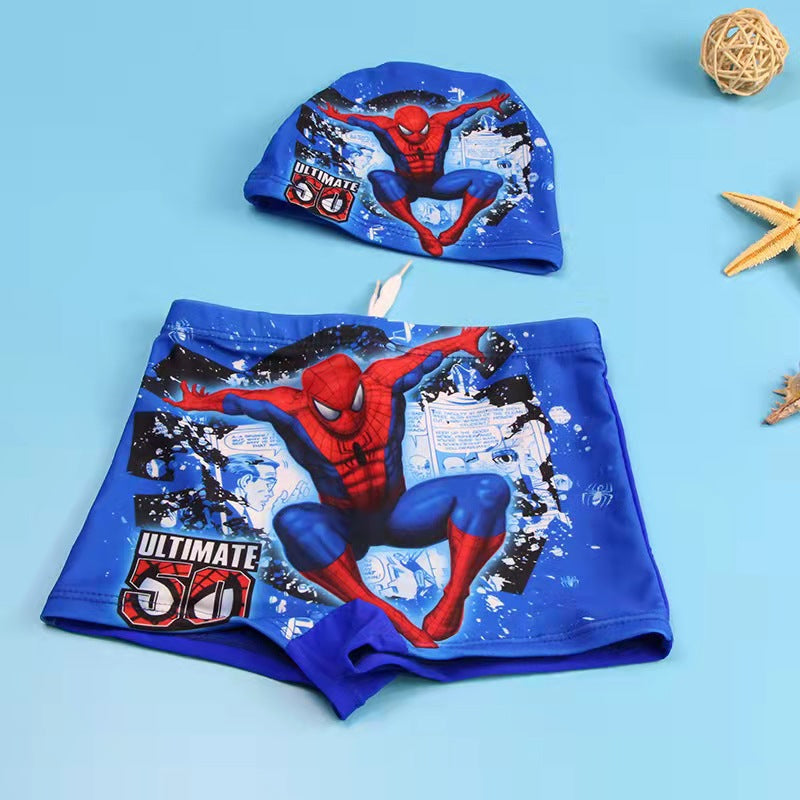 Cartoon Spider Man Swimming Trunks Lace-Up Pants