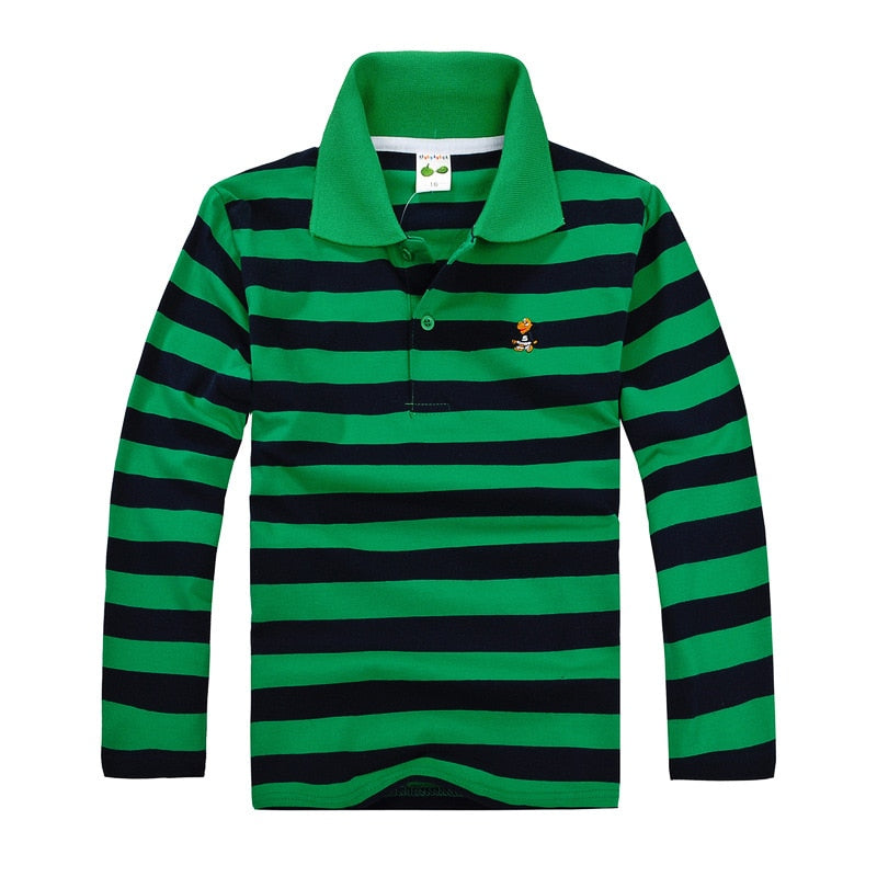 Polo Shirt Stripes Collar Autumn Long Sleeve Shirts