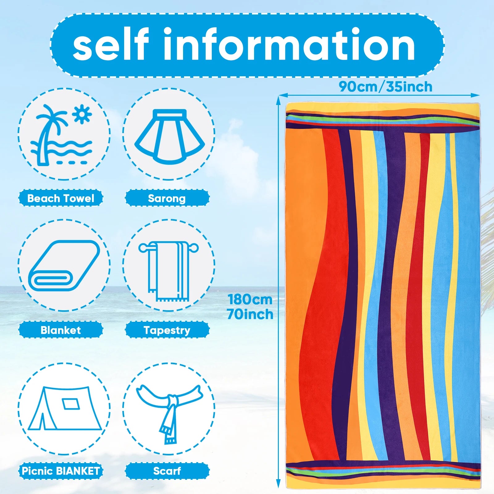1/4pcs 70x35 Ultra-Soft Extra Large Beach Towel