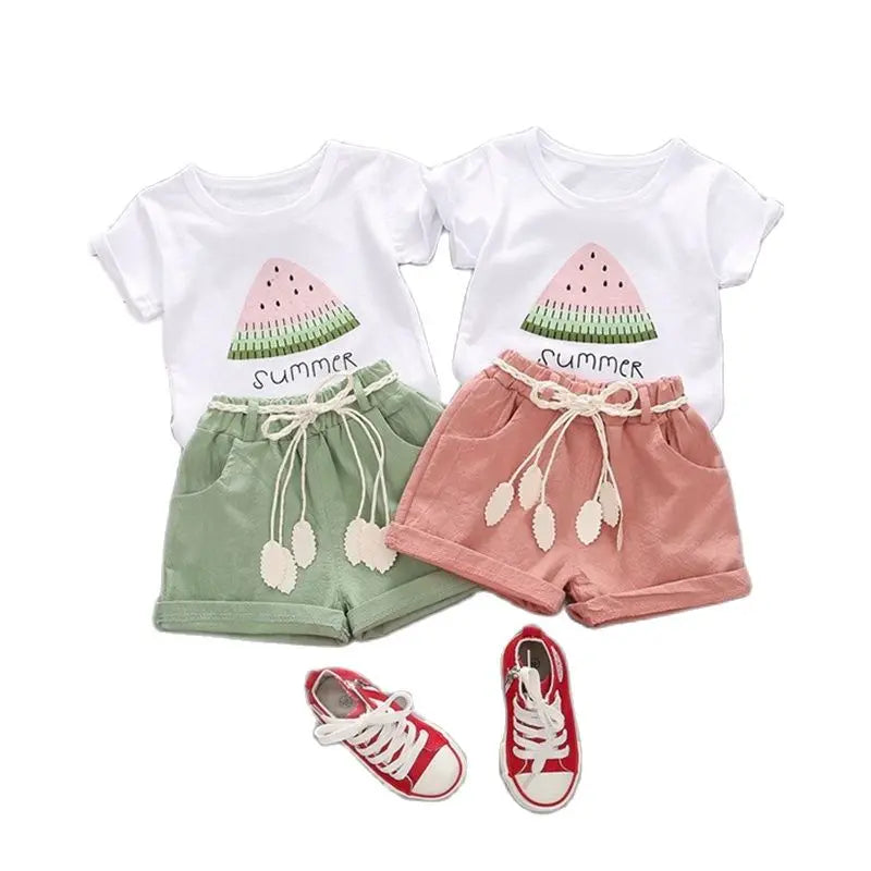 2pcs short sleeve girl set