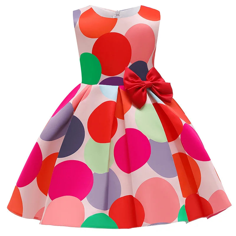 Girls Flower Striped Dress For Christmas Dress