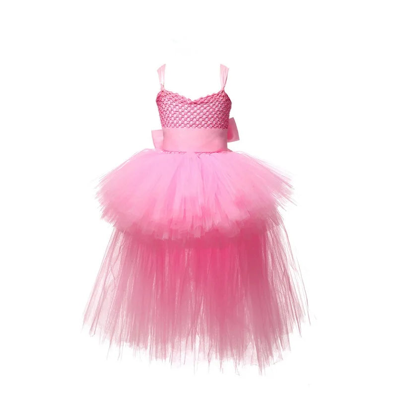 Girls Pink & Black Tutu Dress V-neck  Dresses