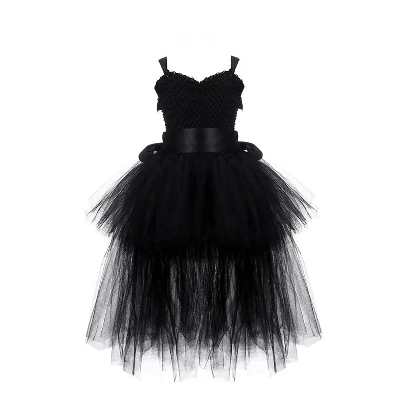 Girls Pink & Black Tutu Dress V-neck  Dresses