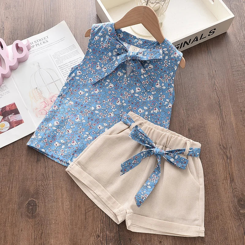 Floral Blouse T-shirt 2PCS Suit