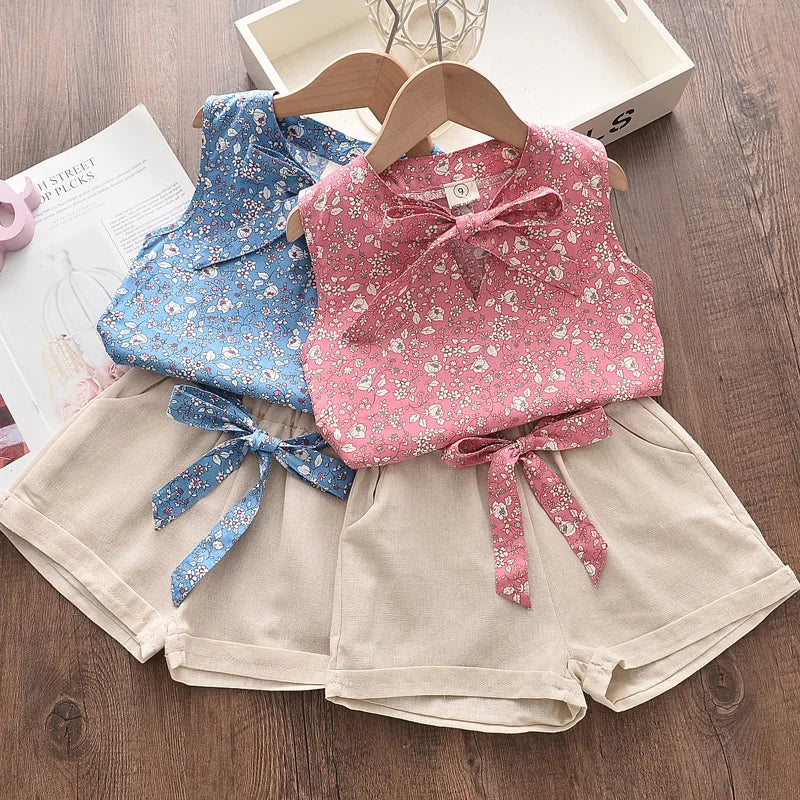 Floral Blouse T-shirt 2PCS Suit