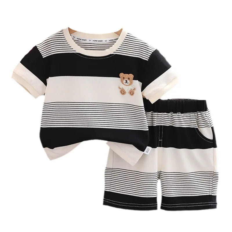 Striped T-Shirt Shorts 2Pcs/Sets