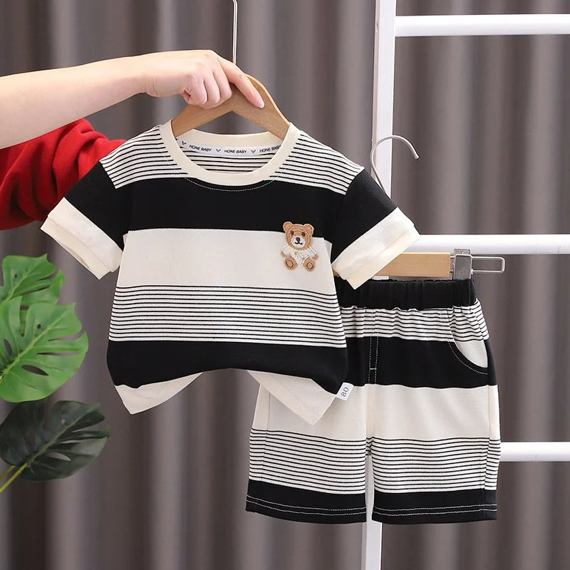 Striped T-Shirt Shorts 2Pcs/Sets