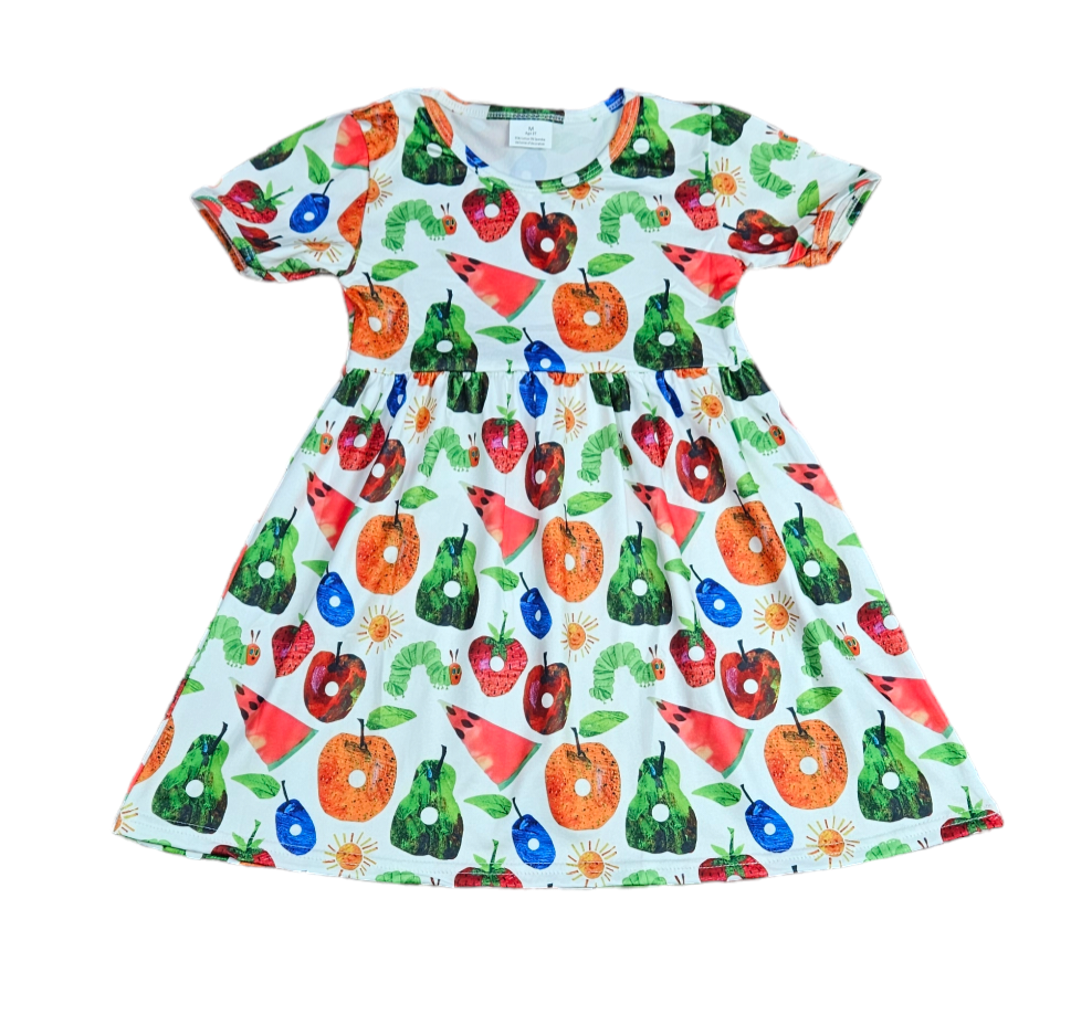 Caterpillar Short Sleeve Milk Silk Dress