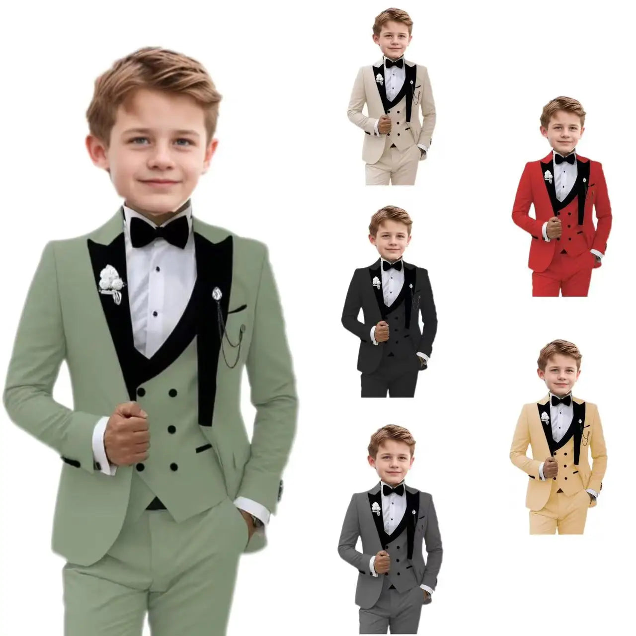 Boys Three piece Set Suit Pants And Waistcoat