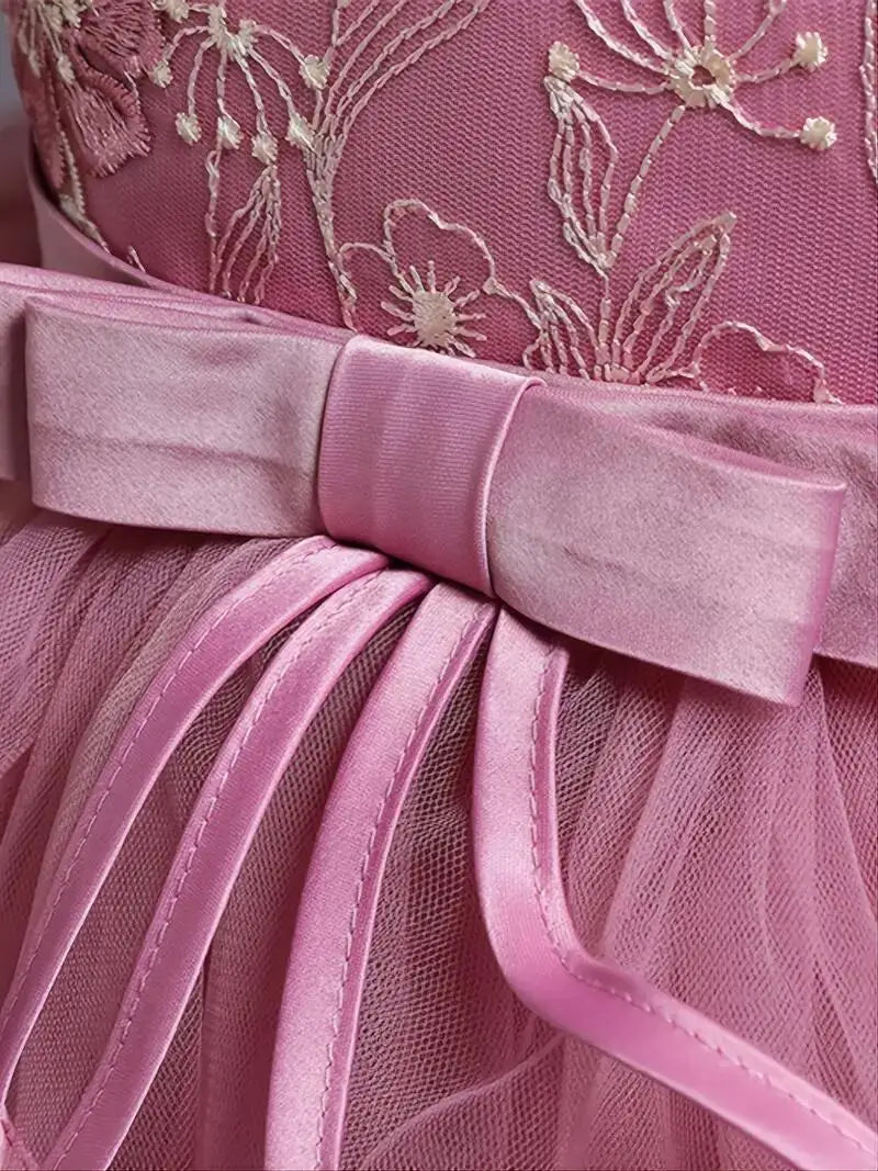 Sleeveless Flower Embroidery Tutu Dress