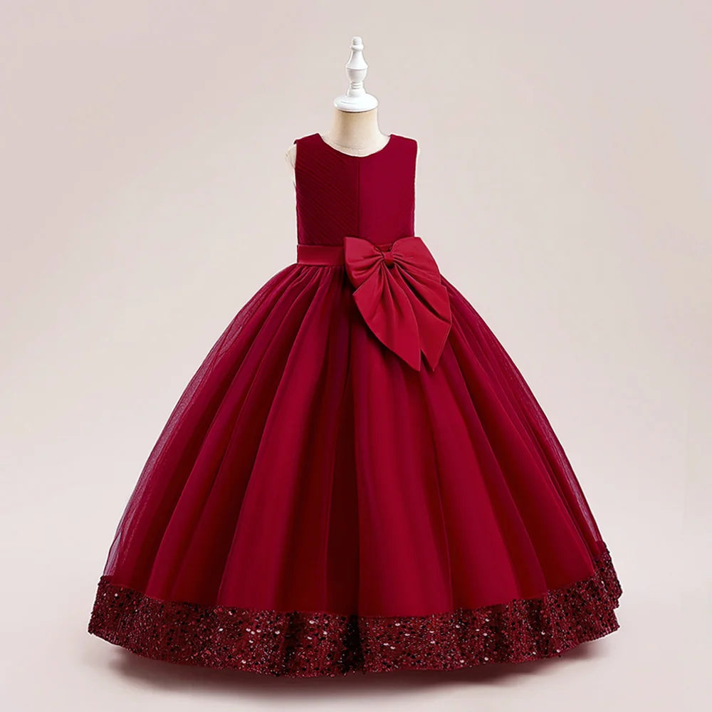 Girls Dress Elegant Bow  Party Dresses