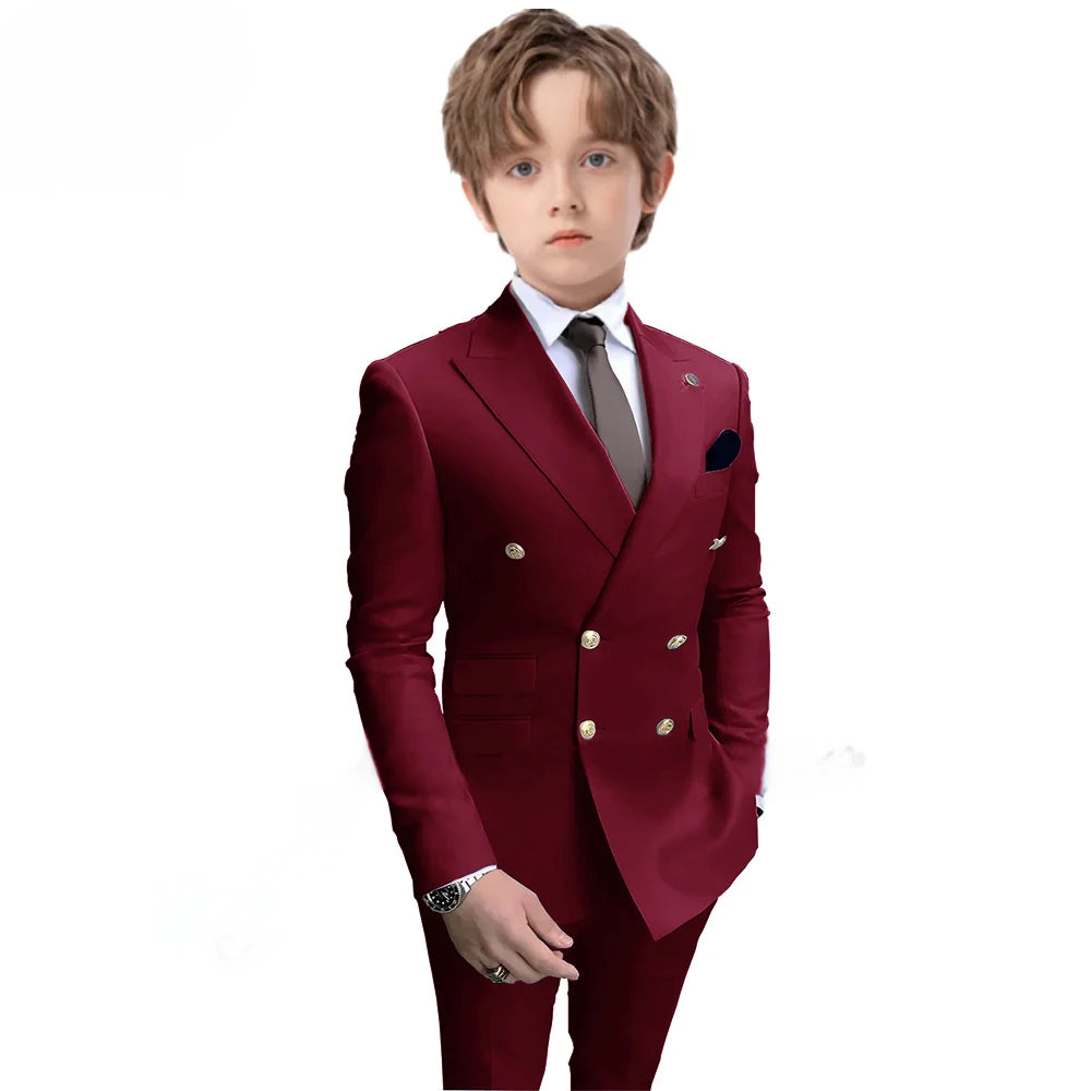 Boys 2 Piece Suit Double Breasted Blazer for Kids