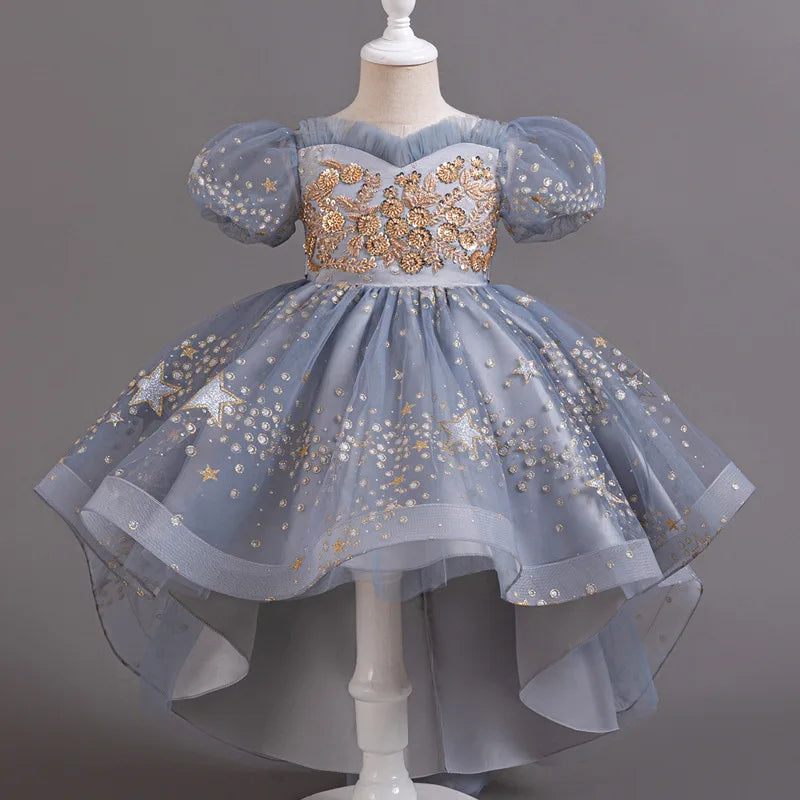 Girls Short Sleeve Lace Flower Girl Dresses