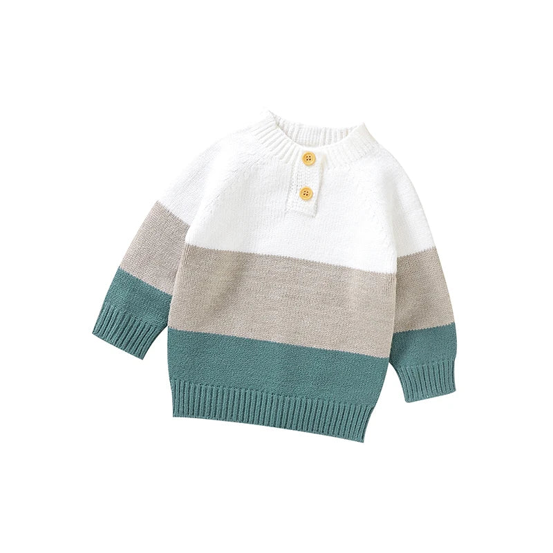 Winter Casual Round Neck Long Sleeve Knit  Boys Pullovers 1-3Y