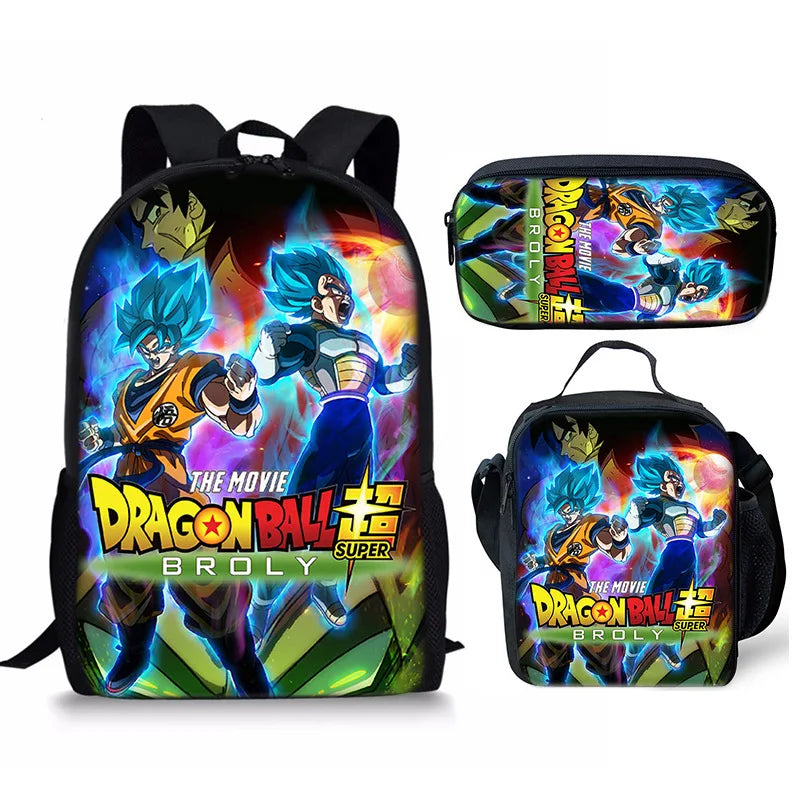 Anime Print Backpack Set
