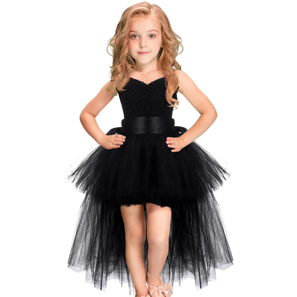 Girls Pink &amp; Black Tutu Dress V-neck  Dresses