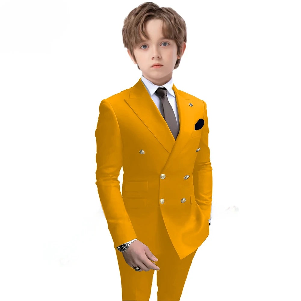 Boys 2 Piece Suit Double Breasted Blazer for Kids