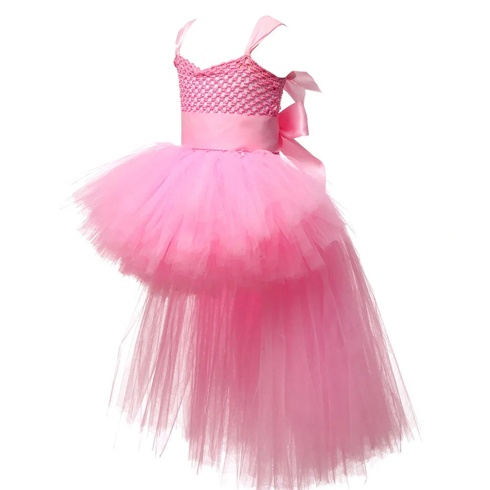 Girls Pink & Black Tutu Dress V-neck  Dresses
