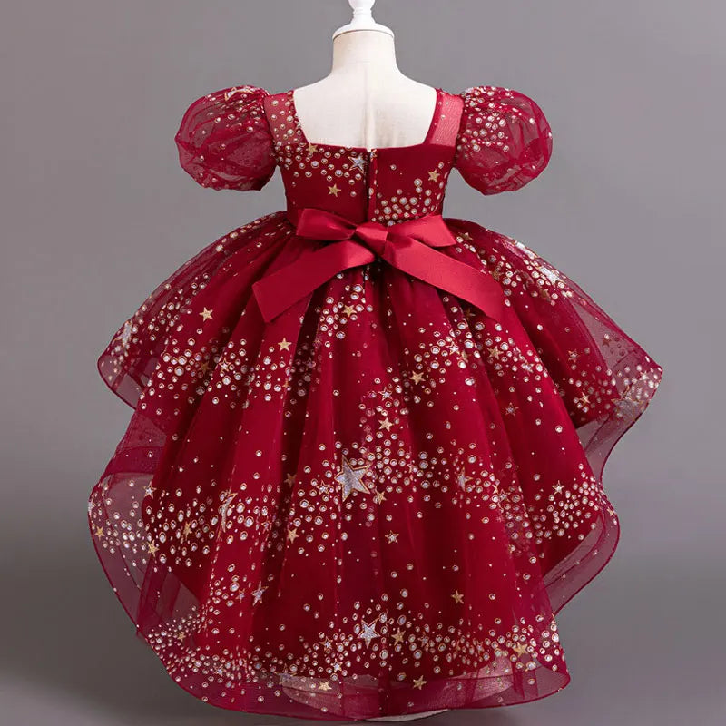 Girls Short Sleeve Lace Flower Girl Dresses