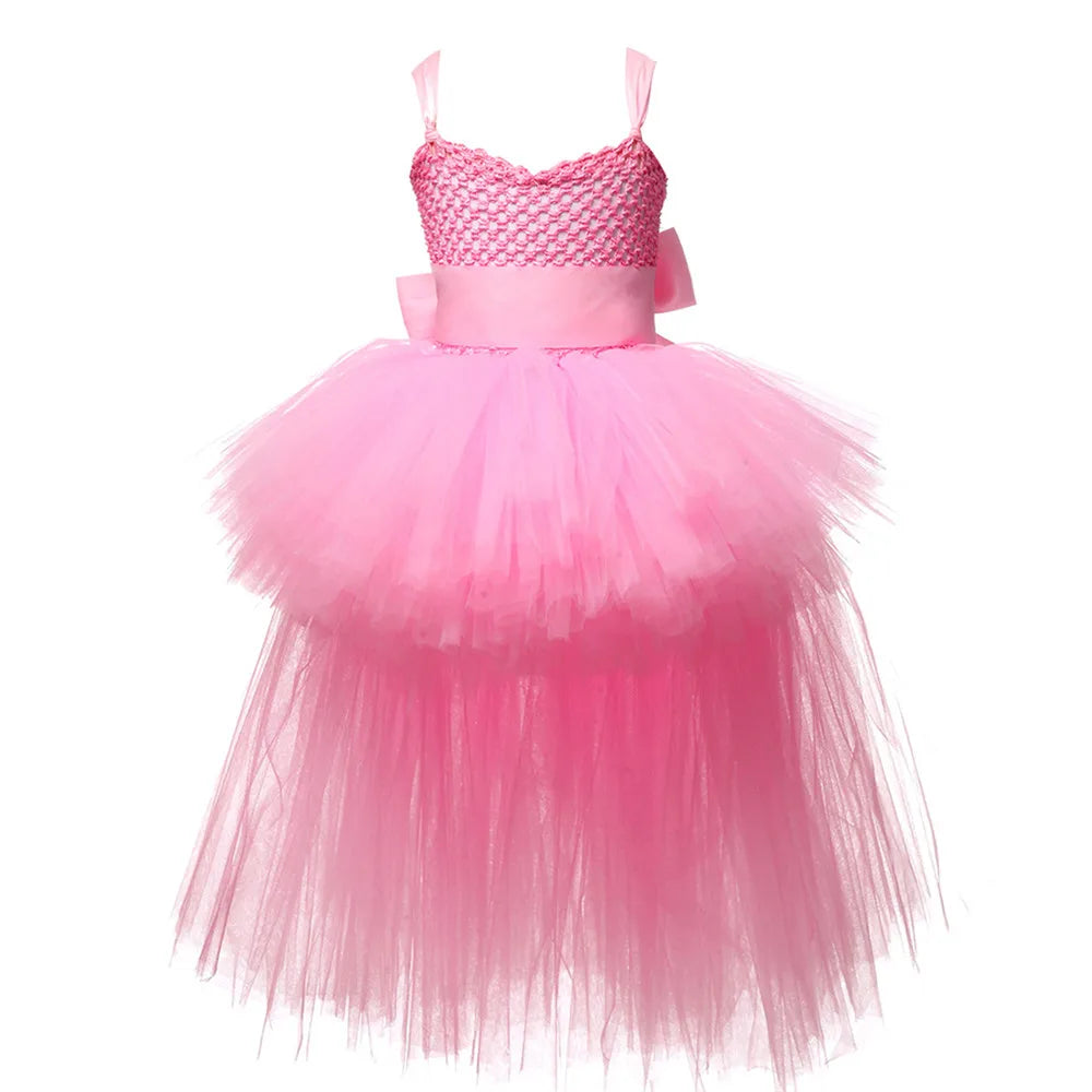 Girls Pink & Black Tutu Dress V-neck  Dresses